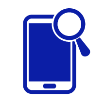 Phone and magnifying glasses icon
