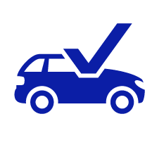 Car with a check mark icon